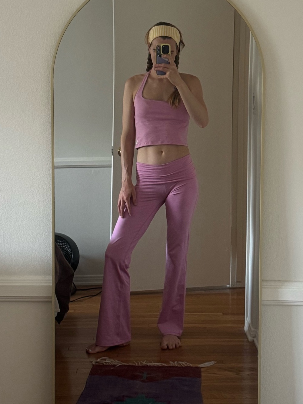 Vuori azalea pink halo halter and foldover pants